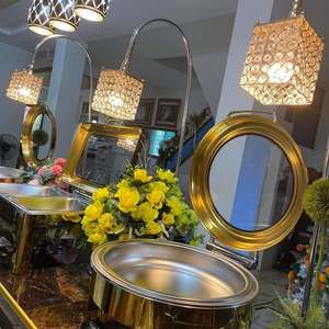 Plat de service professionnel en acier inoxydable de qualité supérieure, design royal, durable et écoresponsable, pour traiteur de mariage et buffet, collection KING - Product Image 6