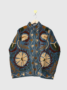 Chaqueta de Terciopelo Bordada Estilo Bohemio, Manga Larga, Cuello Mandarín, Estampado Floral, Talla Grande, Ropa de Otoño para Mujer - Product Image 1