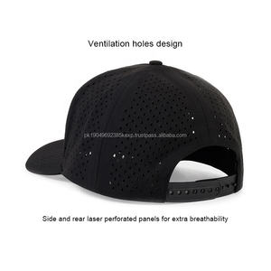 Gorra de béisbol de secado rápido de alta calidad, malla cortada con láser personalizada, 5 paneles, tela impermeable, ala curva, gorra Snapback, estilo ajustado - Product Image 2