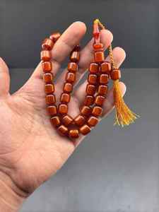 Rosario de cuentas de oración SOFIYA CRAFT hecho a mano con técnica de fundición de resina roja, decoración religiosa para el hogar, collar con borla, artesanía con temática budista - Product Image 2