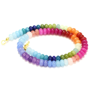 Hermoso collar de cuentas redondas lisas de cuarzo de colores mixtos, collar de piedras preciosas lisas de cuarzo multicolor brillante, regalo para ella. - Product Image 2