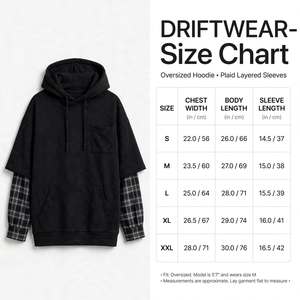 Sweat-shirt à capuche oversize pour femme, noir, manches à carreaux, en coton tricoté respirant, hiver, avec poche avant, fabricant OEM ODM - Product Image 6