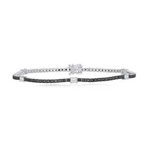 Black Diamond Tennis <b>Bracelet</b> Wholesale Custom 14k 18k Gold Emerald Cut Green Moissanite Accent Prong Set Link Band Manufacturer - Product Image 1
