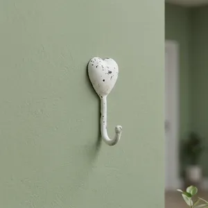 White Heart Shape Wall Hook Distressed <b>Metal</b> Single <b>Coat</b> <b>Hanger</b> Rustic Decorative Hook For Entryway Kitchen Bathroom Home Use - Product Image 6