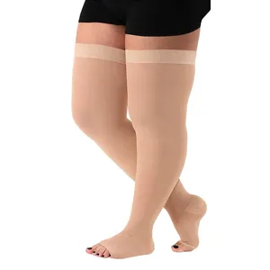 Plus size medical grade silicone anti slip Over Knee length Compression Hosiery 15-21mmhg Stockings