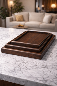 Bandeja de Servicio de Madera Marrón Oscuro - Bandeja Resistente y Ecológica para Hoteles y Resorts, Apta para Lavavajillas - Product Image 5