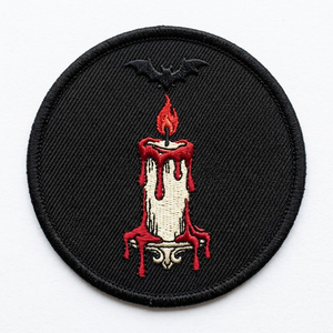 Parche Termoadhesivo Bordado de Telaraña Roja, Insignia Redonda Gótica de Araña, Aplique Personalizado al por Mayor para Chaquetas y Ropa Vaquera - Product Image 3