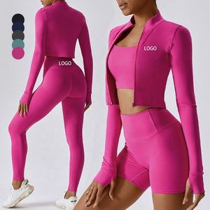 Nuevo Conjunto de Yoga de 2 Piezas para Mujer, con Logotipo Frontal, Cintura Alta, Sin Costuras, Ajuste Delgado, Transpirable, de Secado Rápido, Spandex/Nylon, Personalizable - Product Image 5