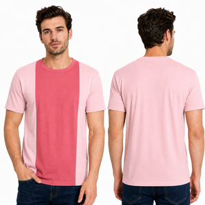 Service OEM - T-shirt pour homme à manches courtes, bicolore, rose pastel, en coton, col rond, séchage rapide, respirant, coupe classique - Product Image 1