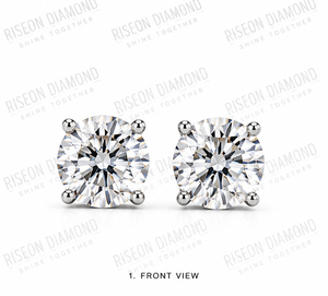 Premium Cushion Cut Solitaire Diamond <b>Stud</b> Earrings 18K White Gold Four Prong Bridal Office Wear Luxury Gifting Fine Jewelry - Product Image 2