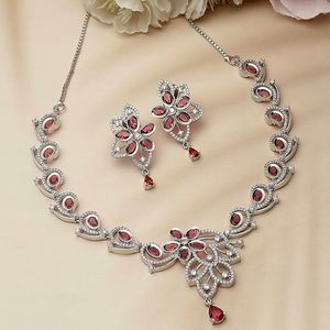 Conjunto de Collar y Pendientes Clásicos para Mujer, de Aleación de Zinc con Baño de Rodio, Joyería de Moda para Bodas, Certificado por Terceros - Product Image 5