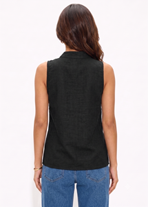 Blusa sin mangas bordada para mujer, camisa floral con cuello en V, top informal de gran venta con logo personalizado, ropa de boutique con cuello mandarín - Product Image 2