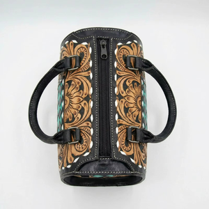 กระเป๋าหนังแท้ 100% สำหรับผู้หญิง รุ่นมินิ สปีดดี้ ดัฟเฟิล สำหรับใส่ของใช้เดินทาง ลายดอกไม้แกะสลักแบบเพชรลายตาราง - Product Image 2