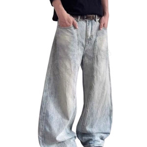 Vaqueros holgados personalizados de estilo urbano para hombre, pantalones de algodón oscuro desgastado, pantalones de moda para hombre - Product Image 3