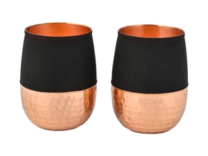 Verre en cuivre pur avec motif martelé pour boire, servir de l'eau, yoga, ayurveda, volume - 300 ml - Product Image 4