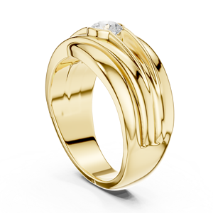Anillo de Plata de Ley 925 para Hombre con Moissanita Solitaria y Engaste de Bisel, Banda Ancha de Corte Redondo para Boda o Compromiso - Product Image 3