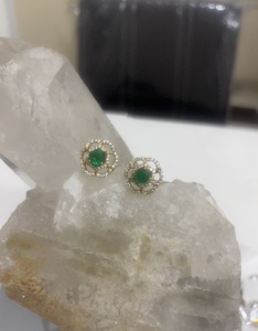 Amaira Jewels Flower <b>Stud</b> <b>Earrings</b> <b>Emerald</b> Cut Green Doublet 925 Silver Gold Plated Cute Women's Wedding Jewelry Gift - Product Image 6