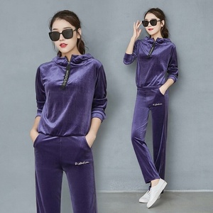 Street Fashion Women's Half Zip Loose Casual Blank Hooded Track Suit Pullover Hoodie Survetement Velour Plain Velvet Sweat Suit - Product Image 5