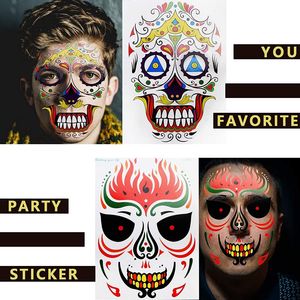 Tatuaje Temporal de Halloween con Purpurina de Rosas Rojas y Calavera de Azúcar del Día de Muertos para Amantes de las Rosas Rojas y de las Calaveras - Product Image 2