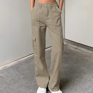 Custom Women Lightweight Wide Leg <b>Cargo</b> Pants High Waist Drawstring Elastic Waist Baggy Casual Summer Jogger Trousers for Women - Product Image 6