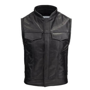 Chaleco de cuero de primera calidad, informal, elegante, moderno, con botones, para hombre, hecho en Pakistán. - Product Image 1