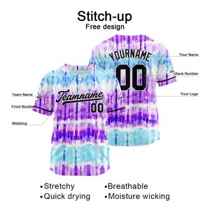 Custom Tie Dye <b>Baseball</b> Jersey Unisex Short Sleeve Button Front Full Print Breathable Polyester Sports Shirt Adult - Product Image 4