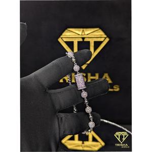 Bracelet classique à maillons sphériques sertis de diamants Moissanite VVS en argent 925, bijoux Hip Hop unisexe par Trisha Jewels - Product Image 6
