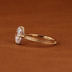 Luxury 14K <b>Solid</b> Gold Old Mine Cushion Cut Lab Grown Diamond Ring IGI Certified Vintage Solitaire Engagement Ring - Product Image 3