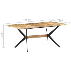 Table à manger en bois de manguier massif naturel avec structure en acier thermolaqué, meubles élégants et durables - Product Image 6