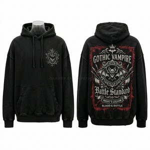Sweat à capuche streetwear personnalisé pour homme, gris foncé, effet vintage, imprimé sérigraphié de haute qualité, vente en gros de vêtements - Product Image 2