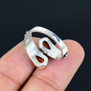 Bague en onyx rouge naturel, argent sterling 925, ajustable, bijou fantaisie, fait main, élégant, cadeau pour femme - Product Image 4