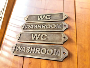Plaque de signalisation WC vintage en métal avec lettres en relief, panneau mural décoratif pour porte de toilettes, plaque nominative pour salle de bain - Product Image 4
