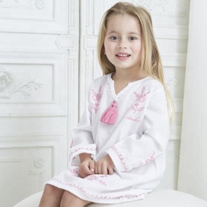 So comfortable Girl's Wear White Loose Fit Beautiful Embroidered Beach <b>Kaftan</b> Crafted With 100 % Soft Cotton Decor With Tassel - Product Image 1
