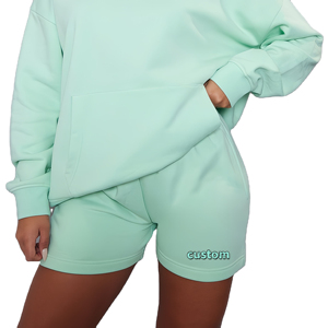 Shorts de sport OEM pour femmes, taille mi-haute élastique, en molleton bouclette, personnalisables avec logo, style streetwear, doux, grandes tailles - Product Image 6