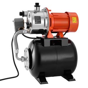 Pompe à jet pour puits peu profond de 1,6 HP avec réservoir sous pression de 5 gallons, 120 V, 1320 GPH, en acier inoxydable, pompe à eau automatique - Product Image 1