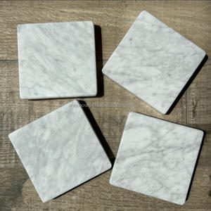 Posavasos de mármol blanco de alta calidad Diseño cuadrado personalizado para bodas y bebidas para uso de alfombrilla o almohadilla Disponible al por mayor - Product Image 2