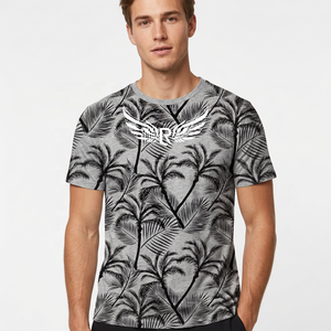 Camiseta de Manga Corta con Estampado Gris para Hombre, con Logotipo de Ala, Cuello Redondo Informal, Corte Regular, Camiseta de Jersey de Algodón - Product Image 4
