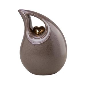 Grande urne funéraire en forme de larme pour cendres humaines Fournitures funéraires Urnes en forme de larme blanche avec petit souvenir en forme de cœur en or - Product Image 4