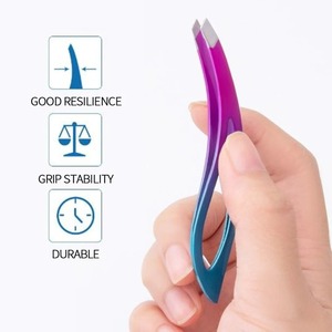 Pinzas para depilación de cejas, punta recta, 9cm, acero inoxidable, duraderas, ligeras, diseño moderno, rosa, azul - Product Image 3