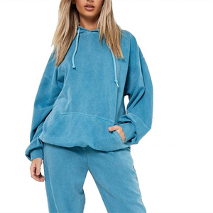 Women acid wash tracksuit matching hoodie and joggers oversized relaxed fit soft fleece casual streetwear two piece women - Product Image 3