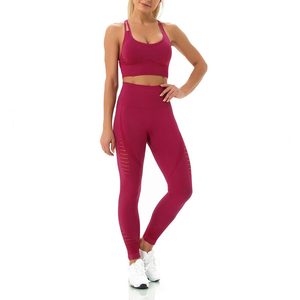 Conjunto Deportivo de Yoga de 2 Piezas para Mujer, Material Transpirable sin Costuras, Cuello Alto, Manga Tres Cuartos, Cierre con Cordón, Personalizado - Product Image 3