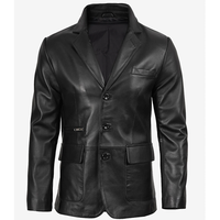Blazer chauffant pour homme en cuir de vachette noir véritable de qualité supérieure, modèle 2026, 100 % haute qualité, faible MOQ, grandes tailles, mode hiver