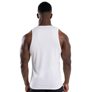 <b>Mens</b> Cotton Gym Tank Top Sleeveless Workout Stringer <b>Vest</b> Custom Logo Fitness Training Athletic Muscle Shirt <b>White</b> Color - Product Image 2