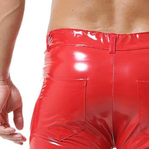 Shorts en cuir véritable pour hommes, taille personnalisée, motif enduit PU, cuir fendu ODM, longueur genou, fermeture éclair, orné de perles, pour tenue décontractée ou extérieur - Product Image 5