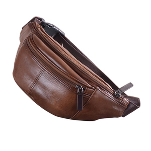 Designer Unisex Leather Waist <b>Bag</b> with Zipper Closure Large Capacity for Running & Travel Waterproof Genuine Leather Belt <b>Bag</b> - Product Image 5