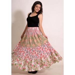 Boho Cotton Patchwork Printed Breathable Casual <b>Long</b> Maxi <b>Skirt</b> Handmade Indian Women's Festival <b>Skirt</b> - Product Image 1