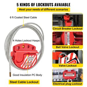 Kit LOTO di Sicurezza Elettrica da 43 Pezzi, Lucchetti, 5 Tipi di Ganci, Etichette, Fascette, Scatola, Attrezzatura di Supporto per Camera Bianca - Product Image 5