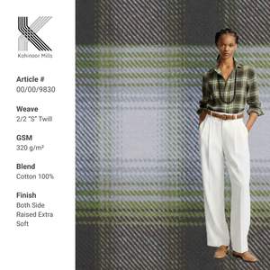 Tissu à carreaux respirant en flanelle teinte en fil/brossée pour chemises/pantalons pour filles/garçons - Product Image 1