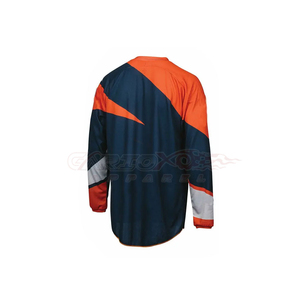 เสื้อเจอร์ซีย์มอเตอร์ครอสแขนยาวสำหรับผู้ชาย สีส้มกรมท่า พิมพ์ลายแบบซับลิเมชั่น แห้งเร็ว ผลิตจากโพลีเอสเตอร์ เสื้อแข่งแขนยาว ไซส์ผู้ใหญ่ - Product Image 3