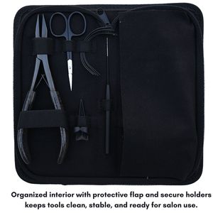 Hair Extension Tools Kit Microbeads Crimping Plier Barber Mini Scissor <b>Comb</b> <b>Parting</b> Finger Curved Needle Hook Case Accessories - Product Image 6